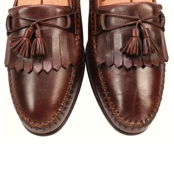 Santoni Italy All Leather Tassel Loafers Brown Moccasins Men's 11.5D Dress Shoes - Picture 14 of 14